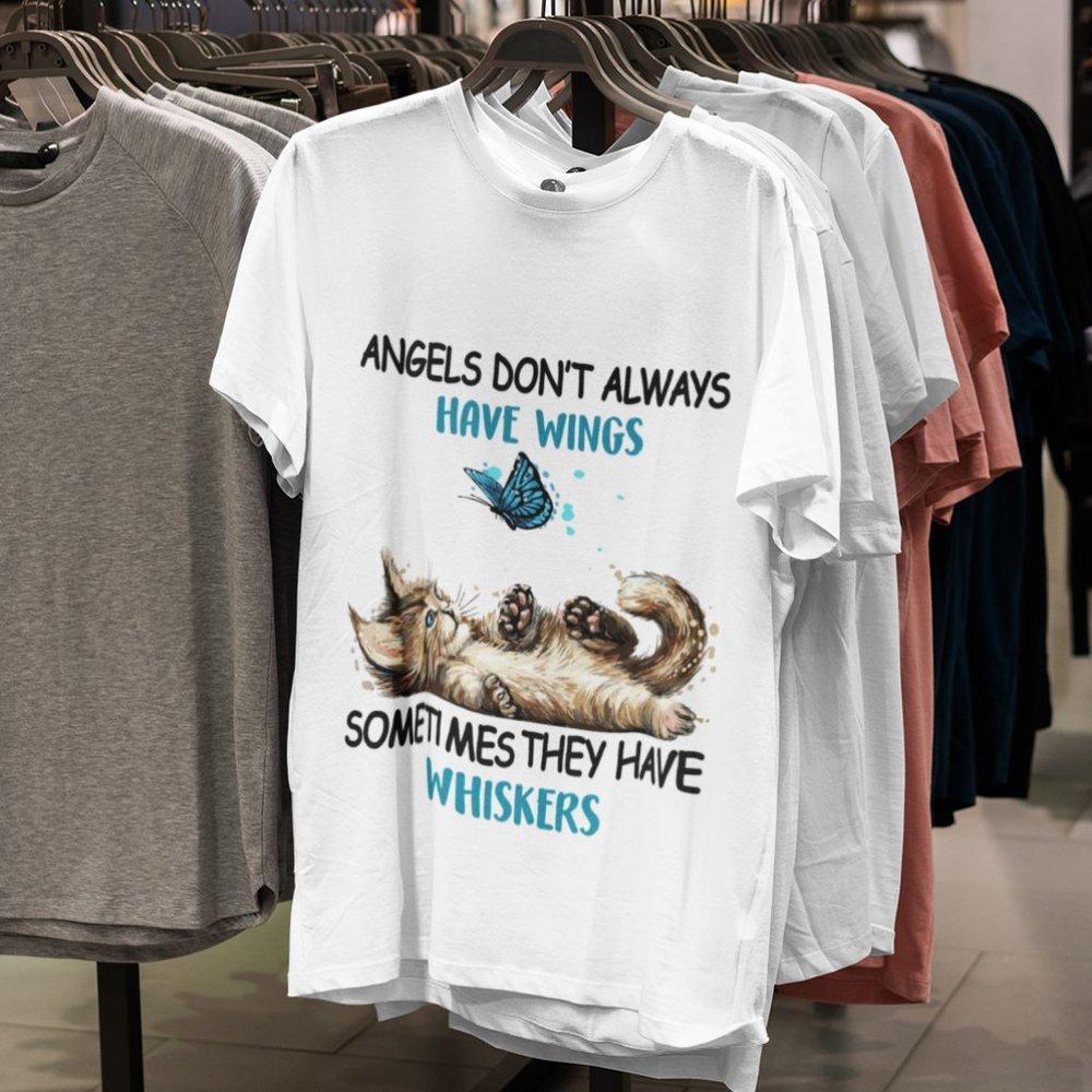 Angles Don_T Have Wings They Have Whiskers Shirt, Cute Funny Black Cat Lover Tee